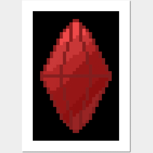 The Sims Plumbob Red Pixel Art Wall Art by Zaerisfade